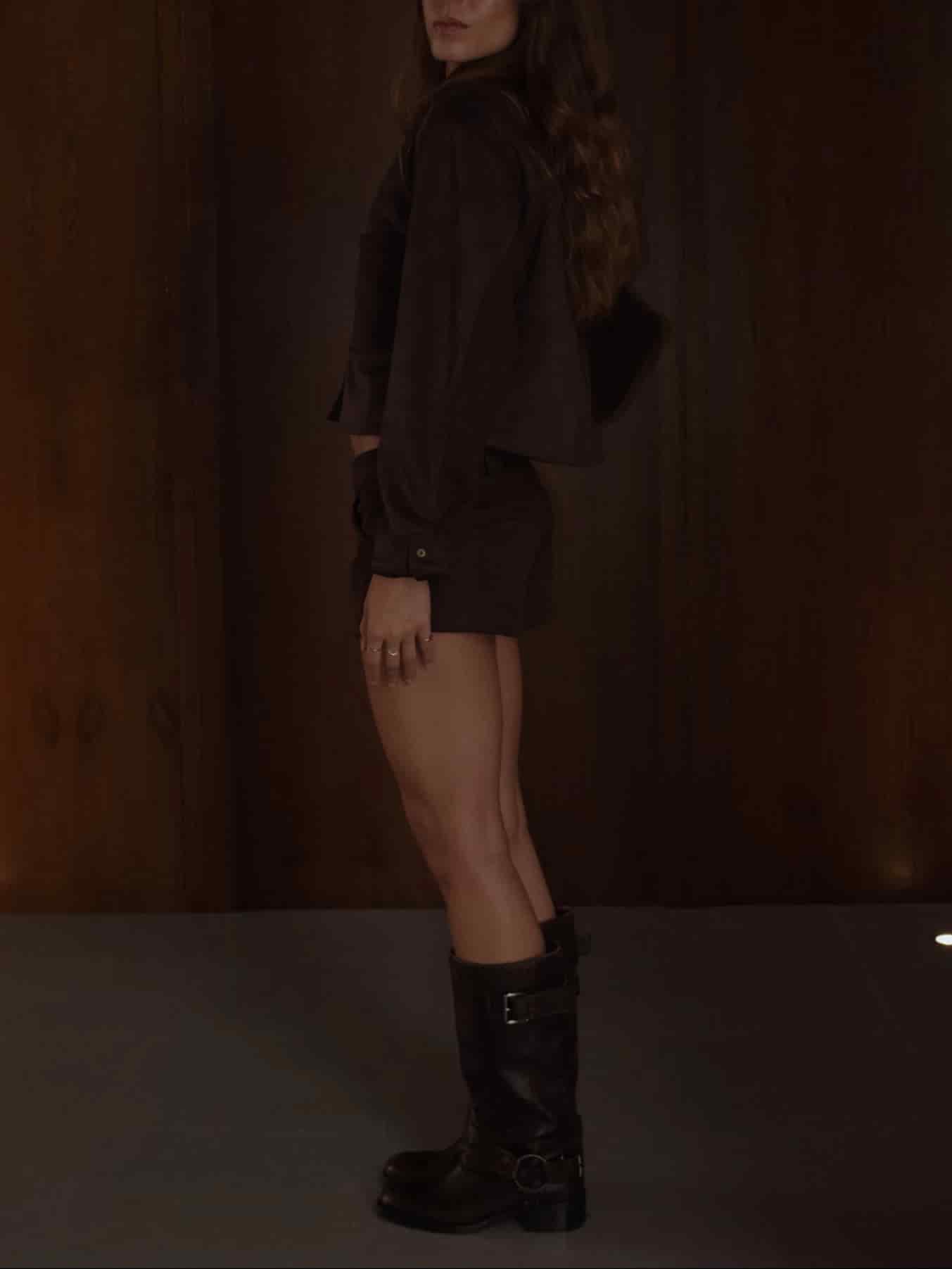 SUEDE BOXY JACKET - ESPRESSO - miniatura 5