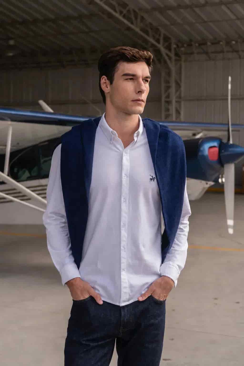 Camisa Micro Pique Hombre Blanco - miniatura 1