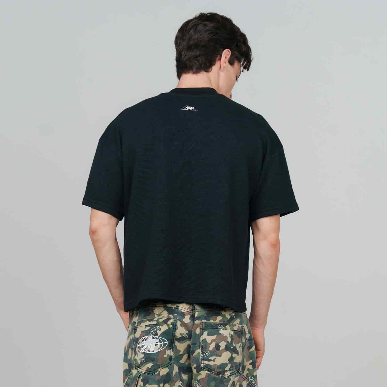 Textured Boxy Tee - Black - miniatura 3