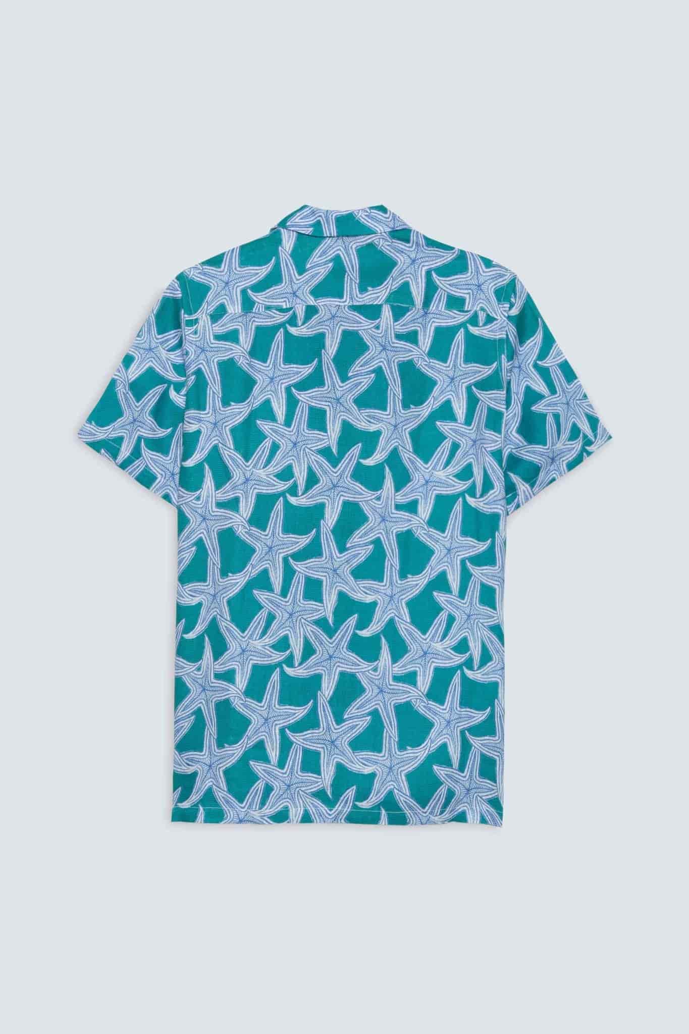 Men's linen shirt green intaglio - miniatura 5