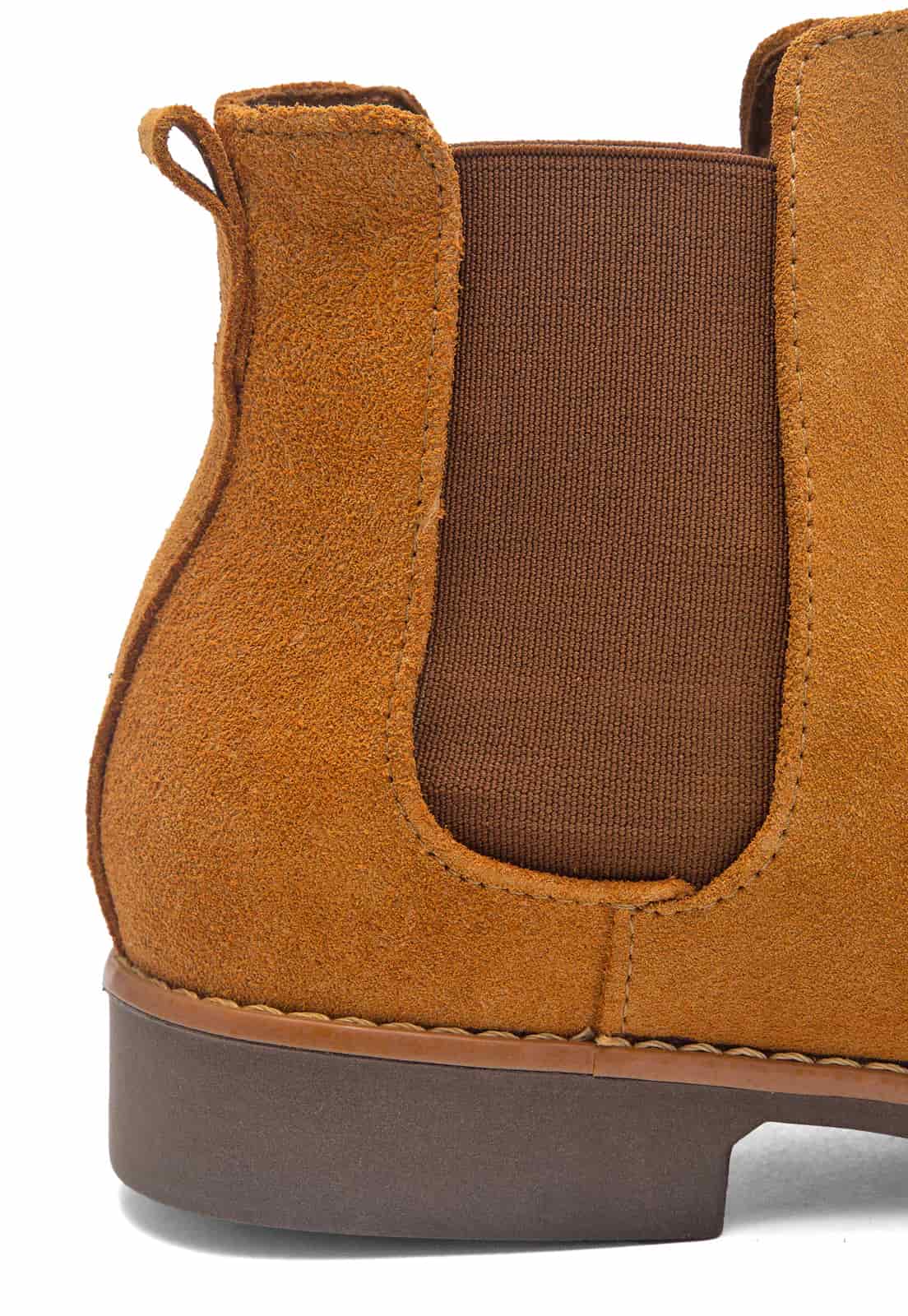 Botines chelsea camel en gamuza. - miniatura 6
