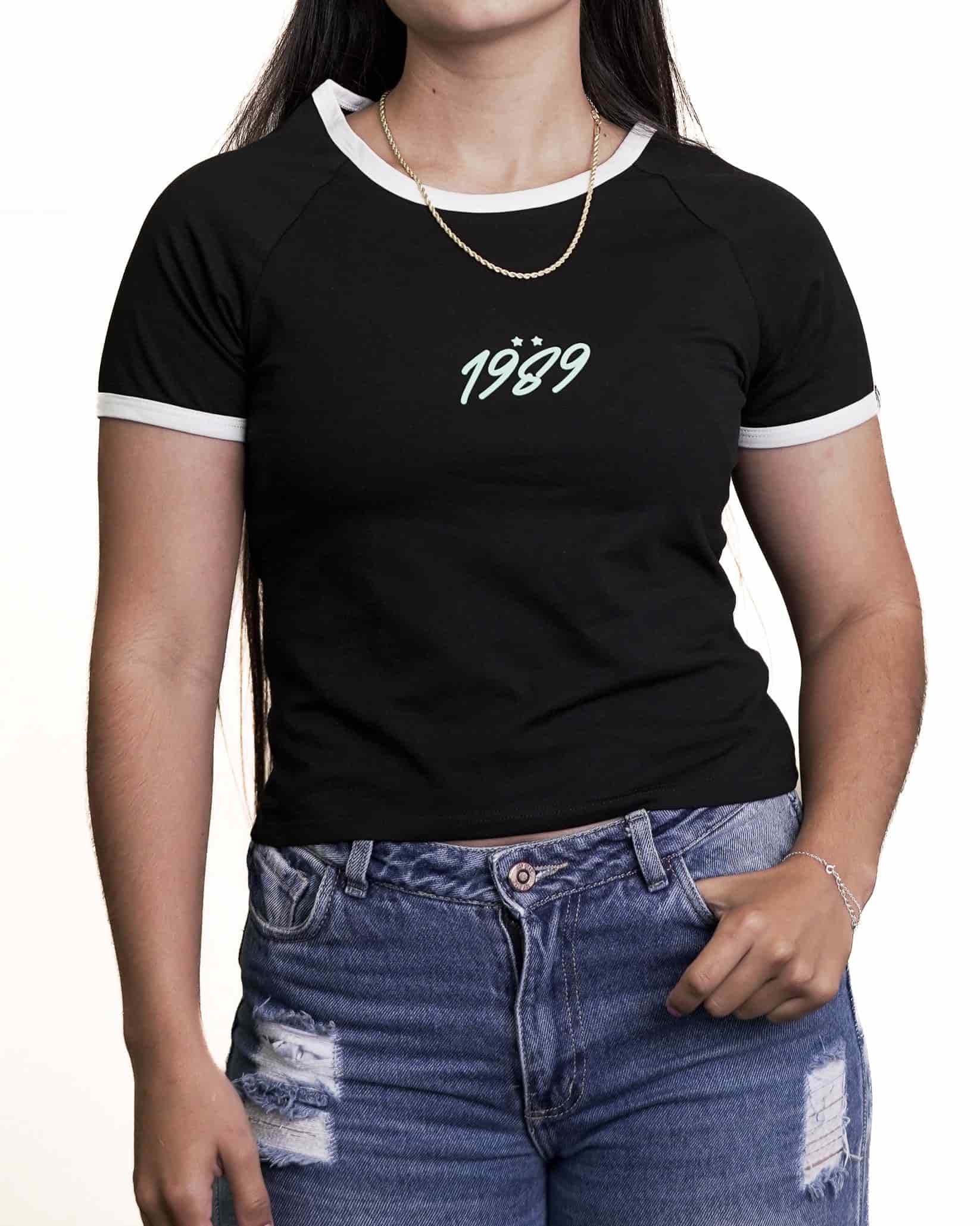 CAMISETA CROP NEGRA MUJER 1989 LPC - miniatura 1