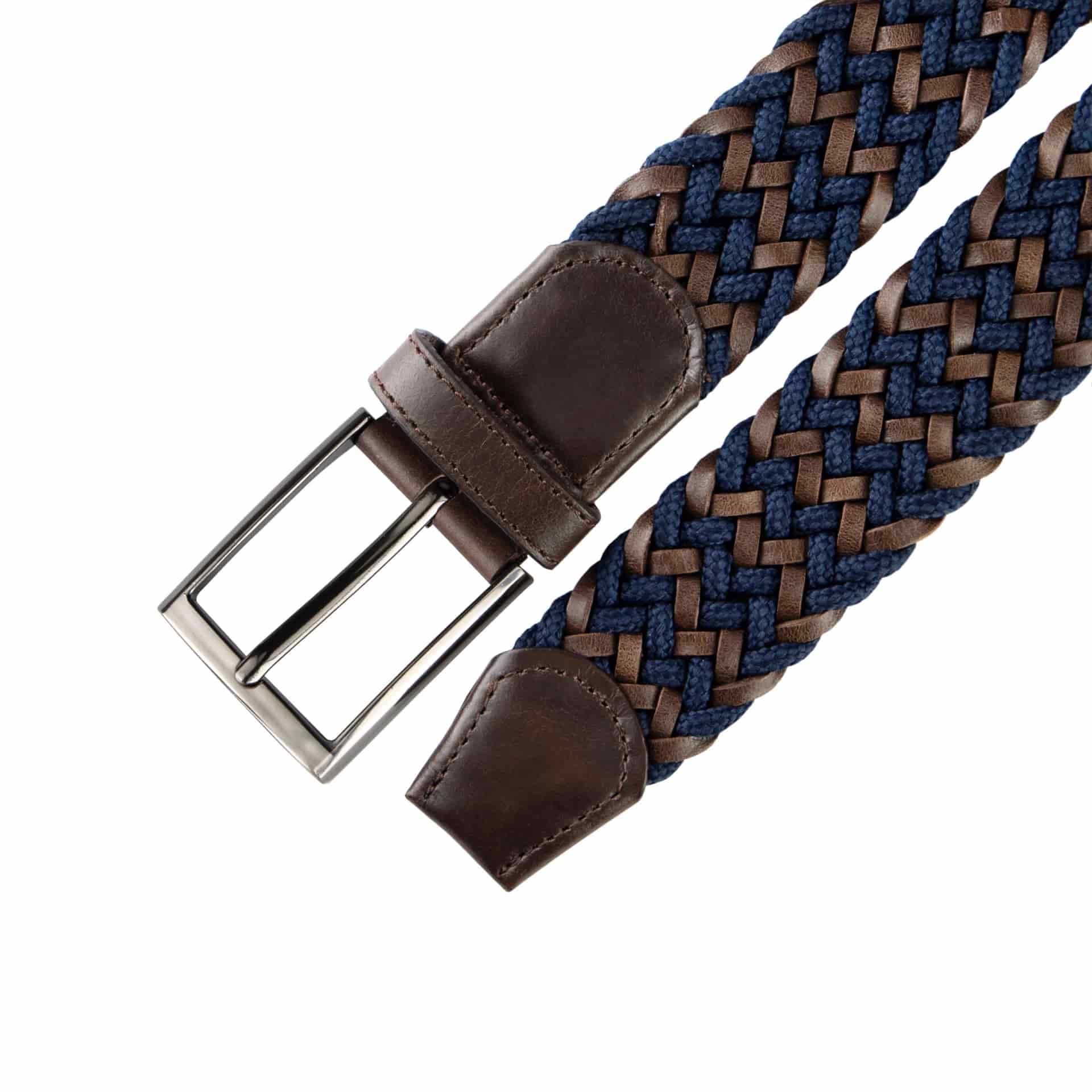 CINTURÓN LEATHER FUSION Azul-Café - miniatura 3