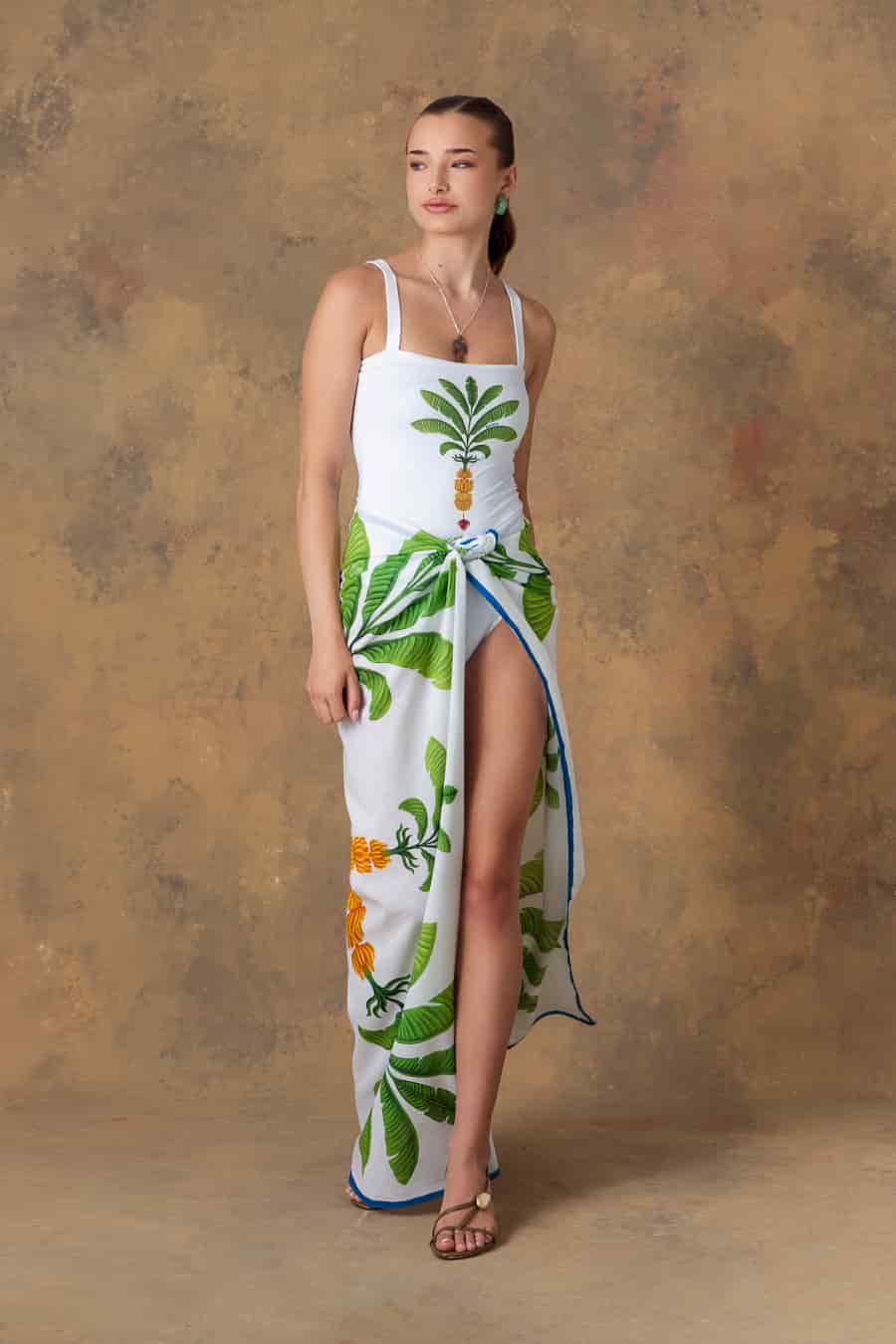 Women's pareo cotton thalos white - miniatura 1