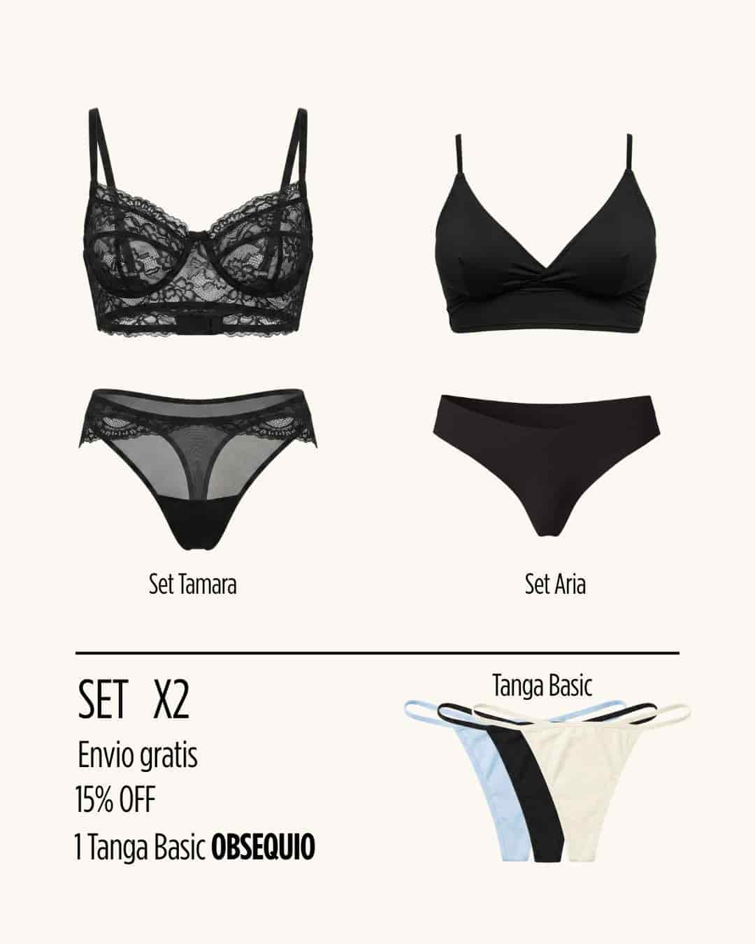 Combo Set x2 + Tanga basic obsequio + Envio gratis - miniatura 5