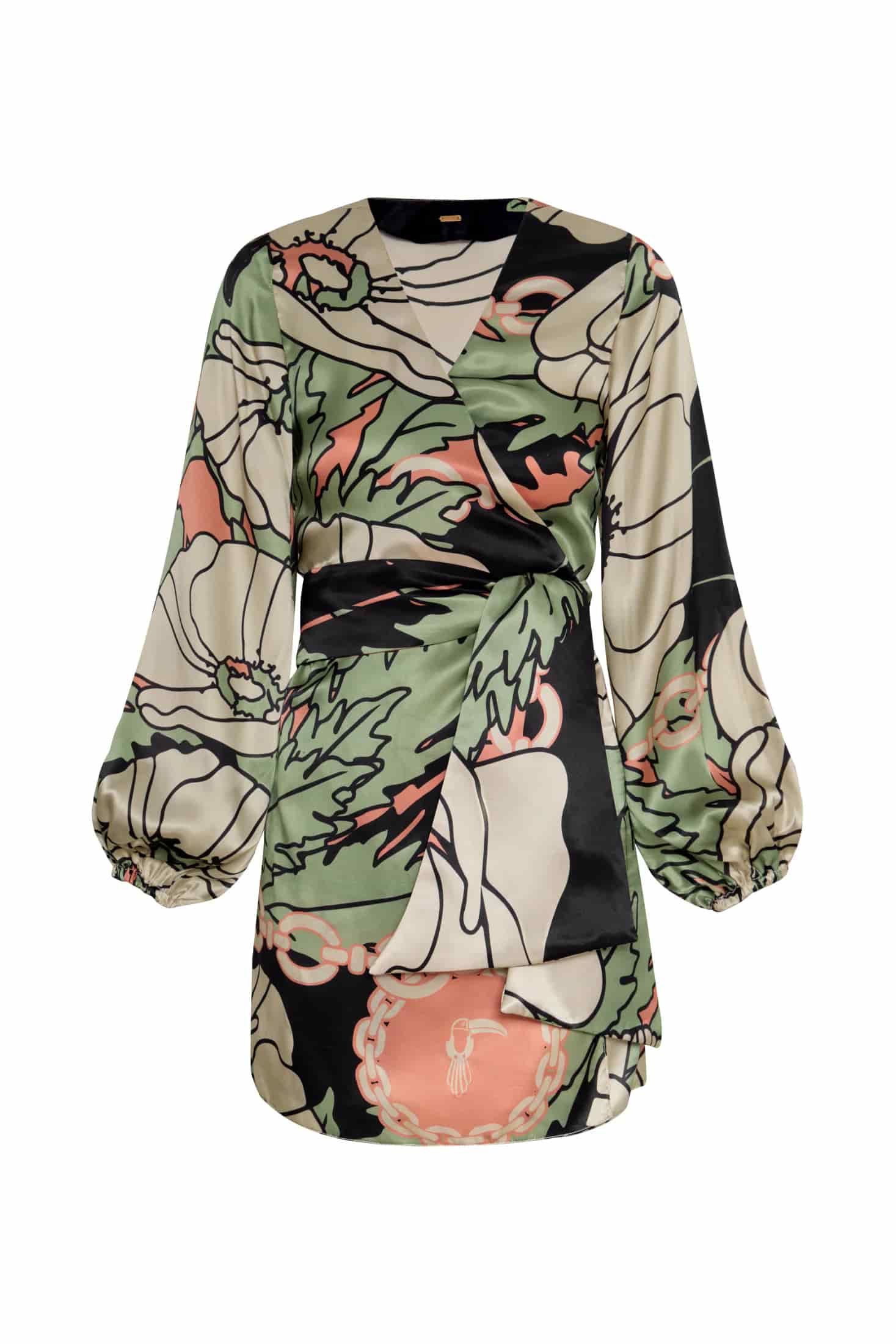 Tertulia Satin Silk Mini Dress / Sage Gladiolos Garden - miniatura 4