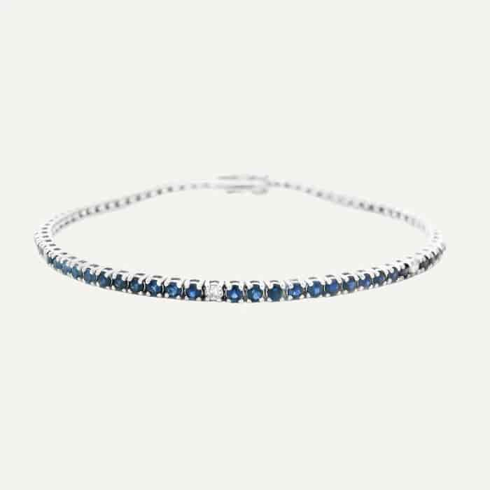 Pulsera Tennis 14k Zafiro Diamante - miniatura 1