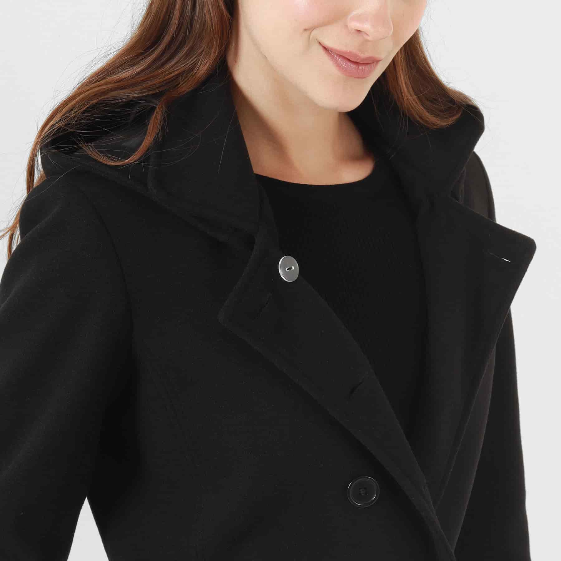 Chaqueta abrigo trench cruzado cuello solapa con capucha - miniatura 29