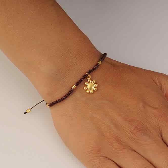 Pulsera Cristal Checo Mini Café y Dije Mini Pectoral Nariño - miniatura 2