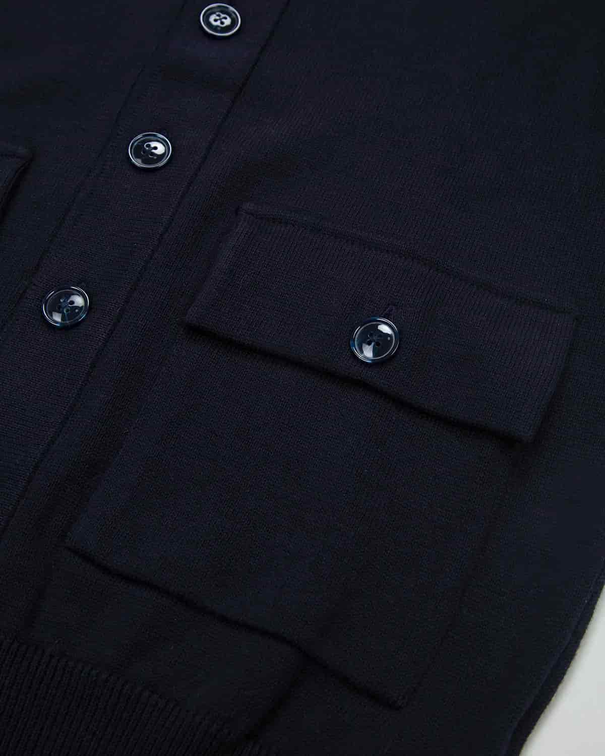 Chaqueta Punto Botón Algodón Azul Oscuro - miniatura 3
