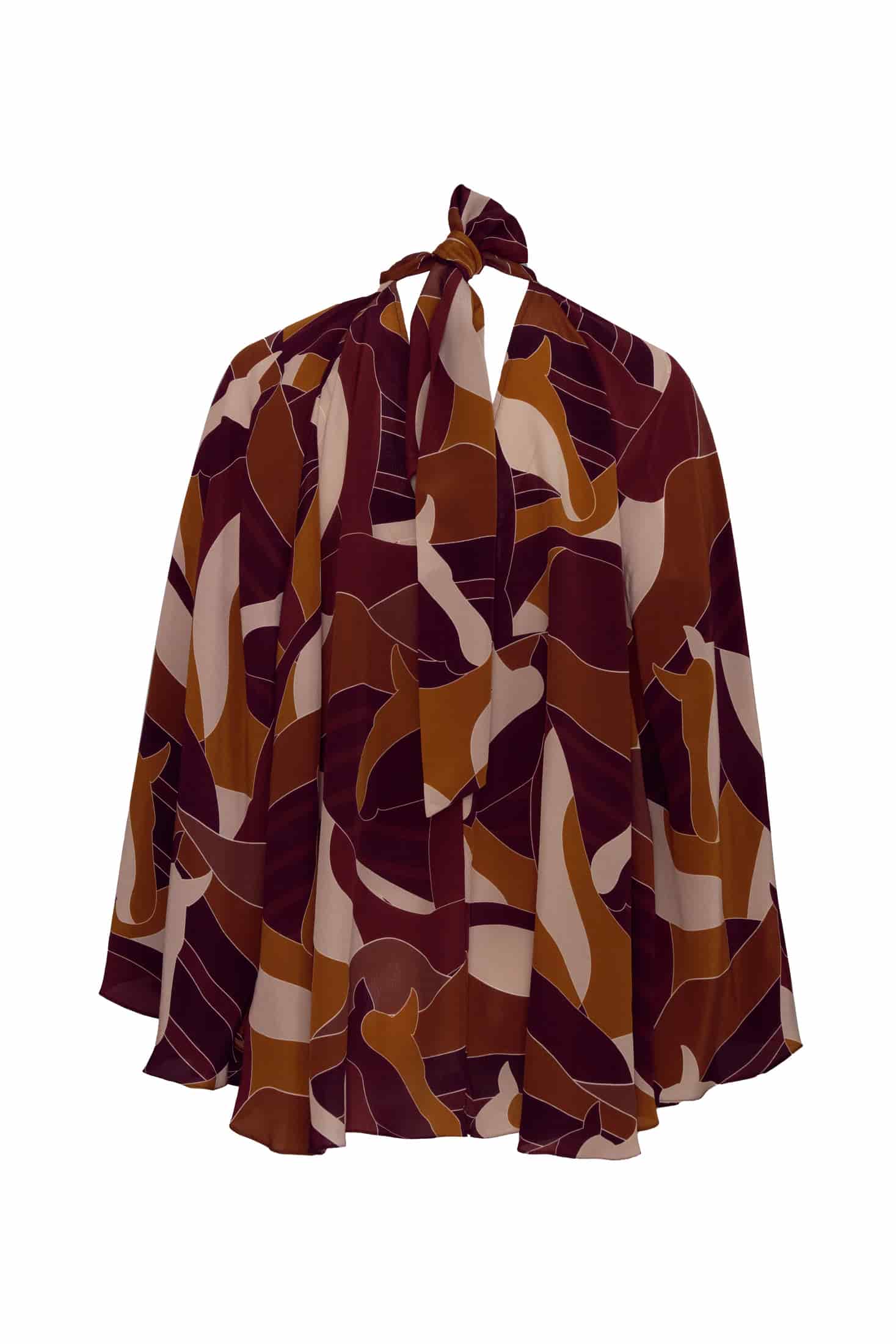 Boho Crepe Chine Blouse / Purple Horses - miniatura 3