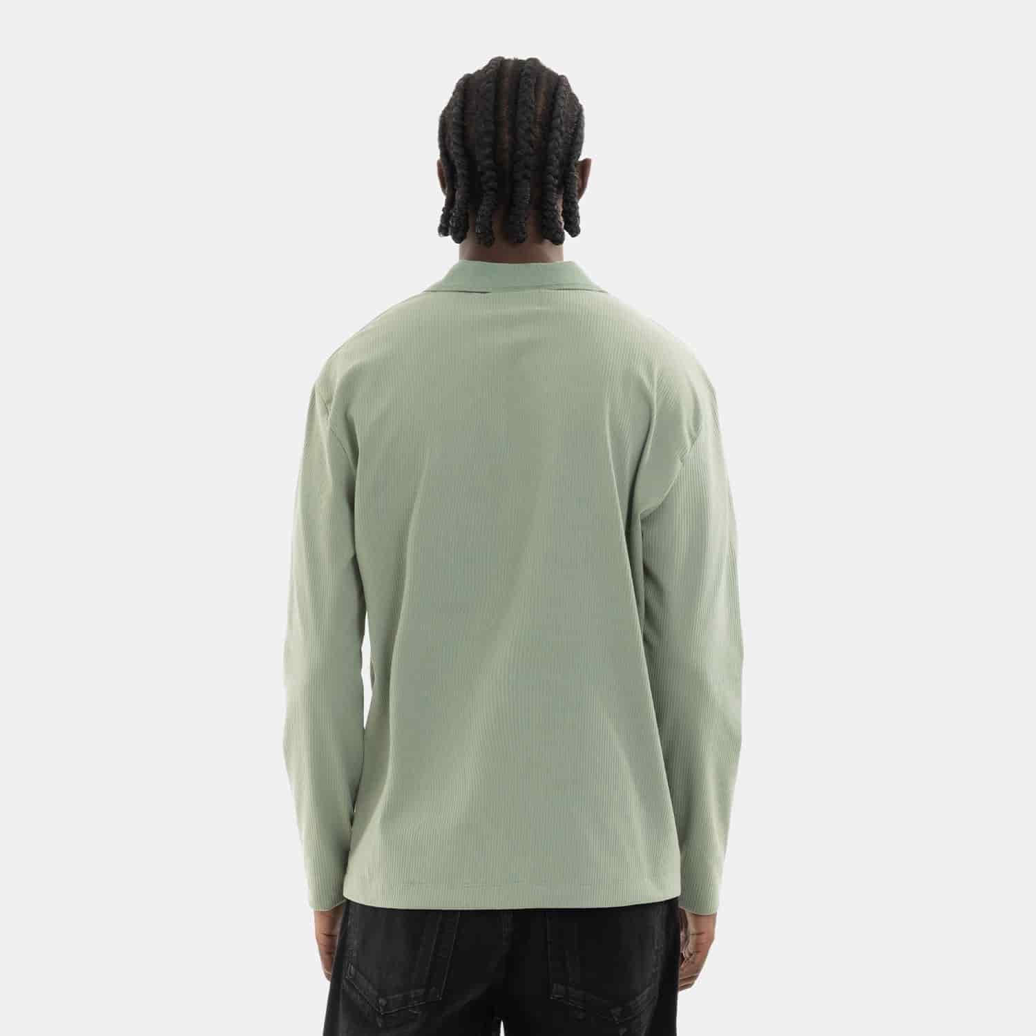 Zip Polo Sweatshirt Green - miniatura 3