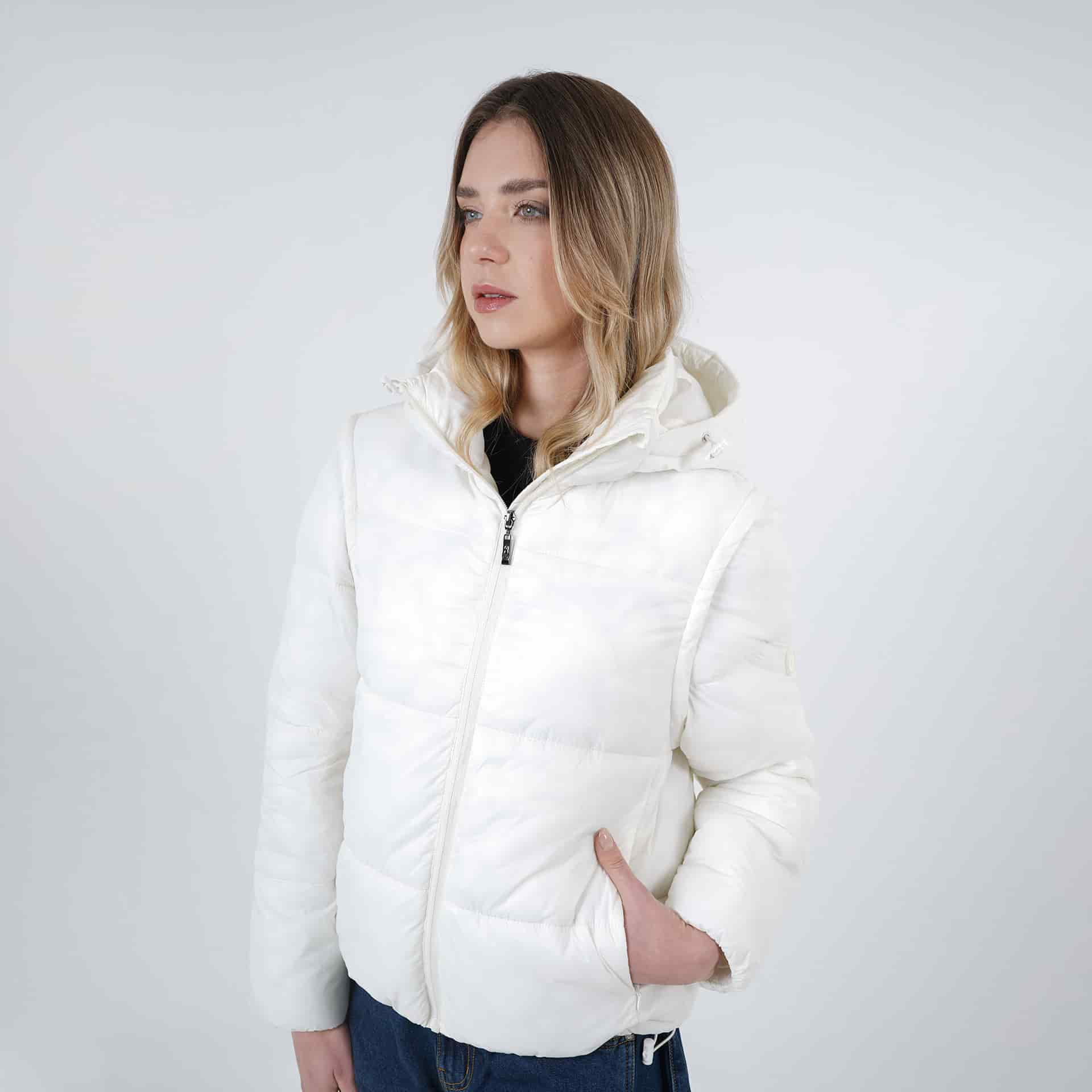 Chaqueta acolchada dos en uno mangas removibles con capucha - miniatura 6