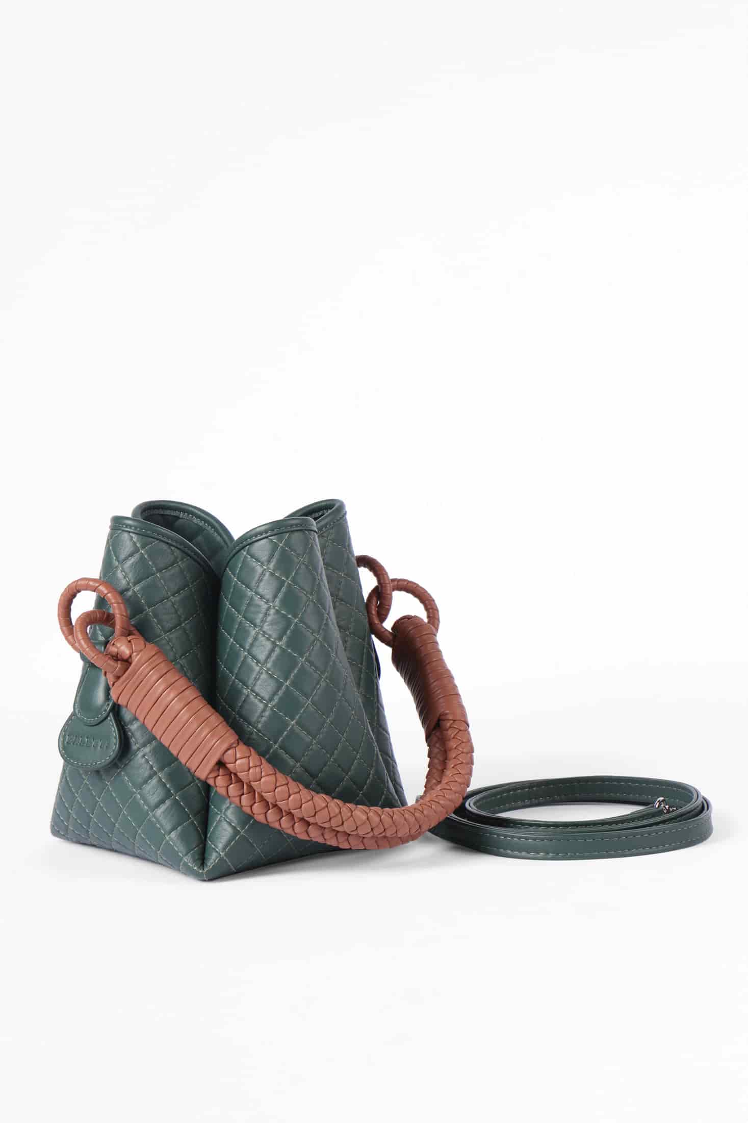 Tulip Mini Bucket Bag, Green & Brandy - miniatura 4