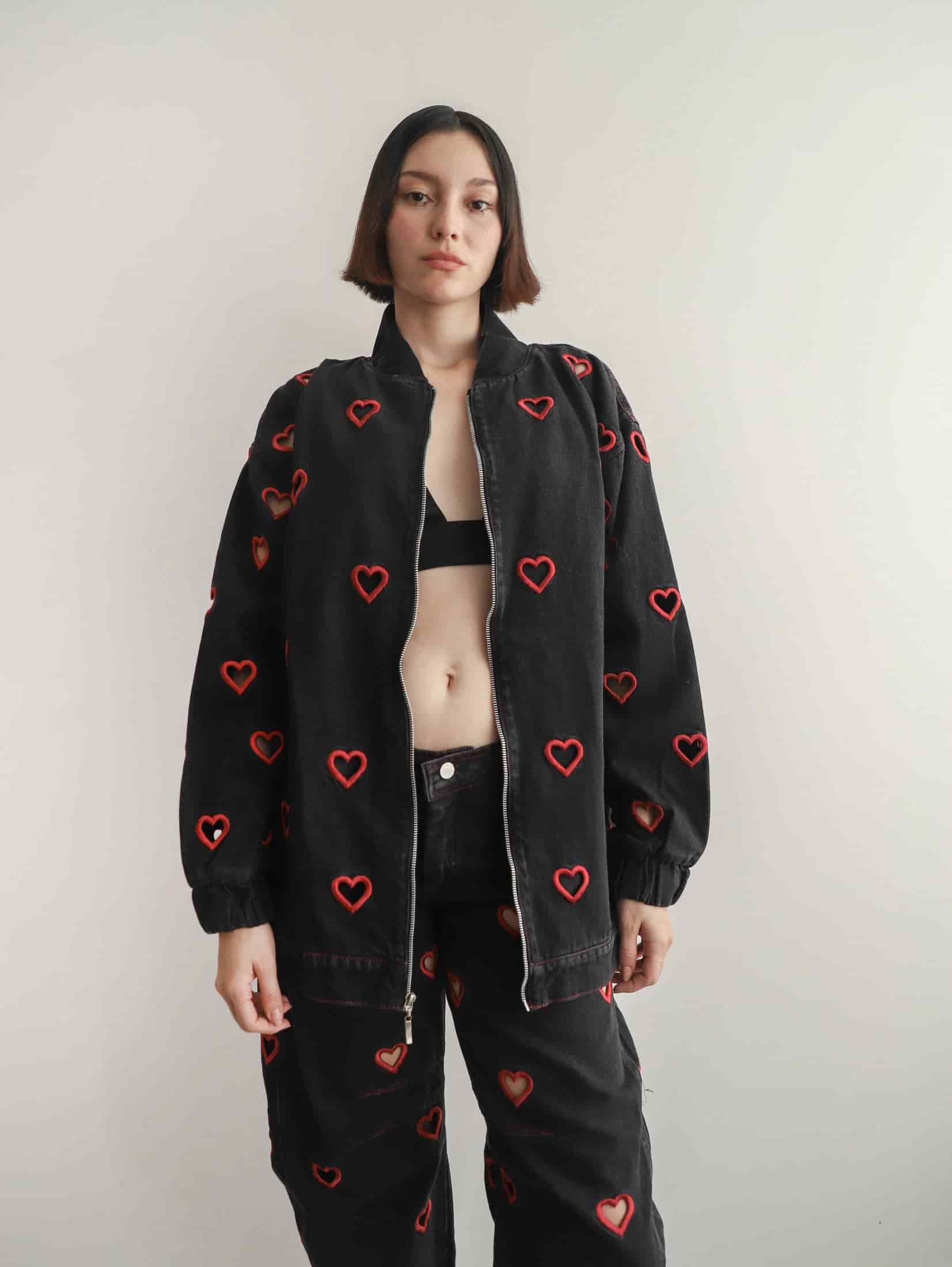 Bomber Hearts Jacket Black - miniatura 3