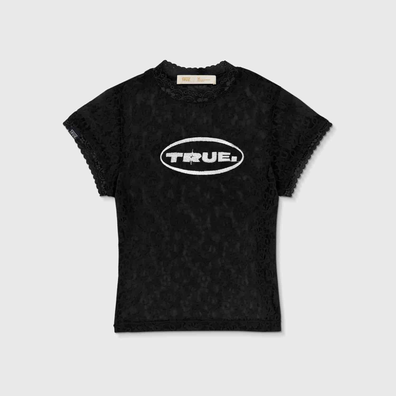 Floral Lace Baby Tee - Black - miniatura 1