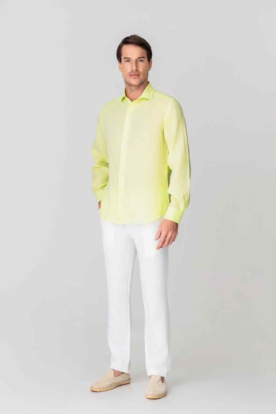 men’s linen shirt lime - miniatura 1