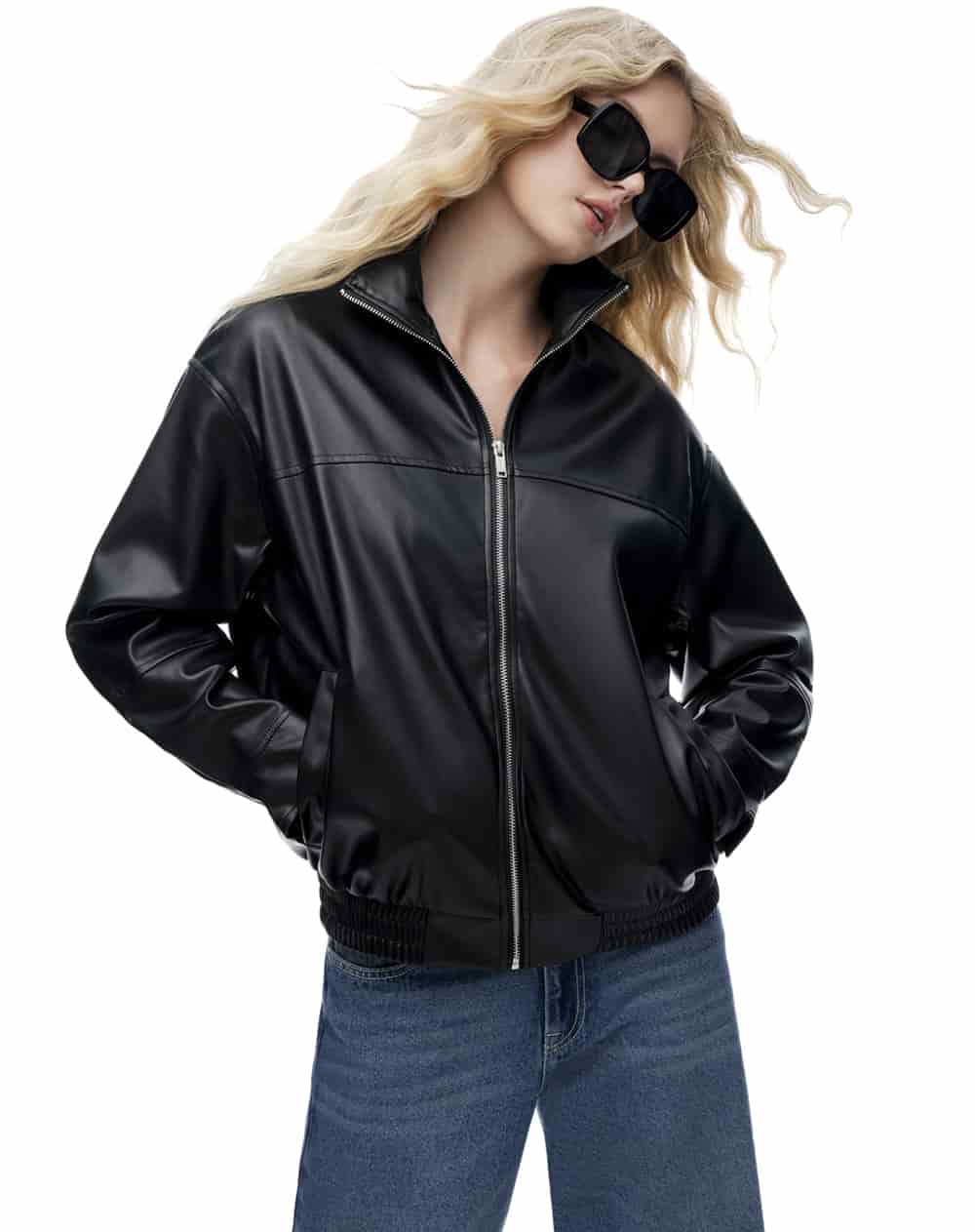Chaqueta oversize sin capucha negra mujer - miniatura 1