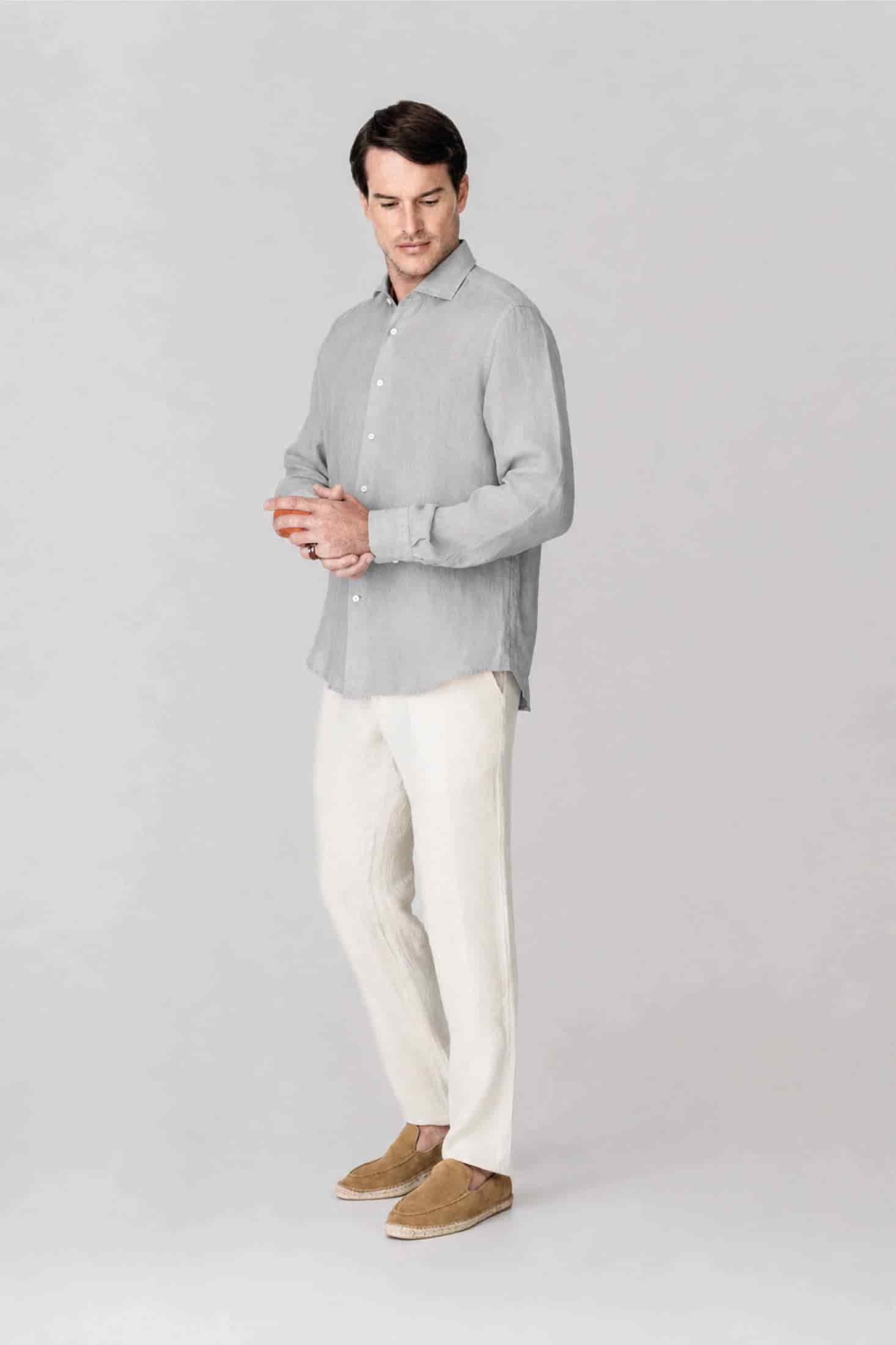 Men's linen shirt icy gray - miniatura 1