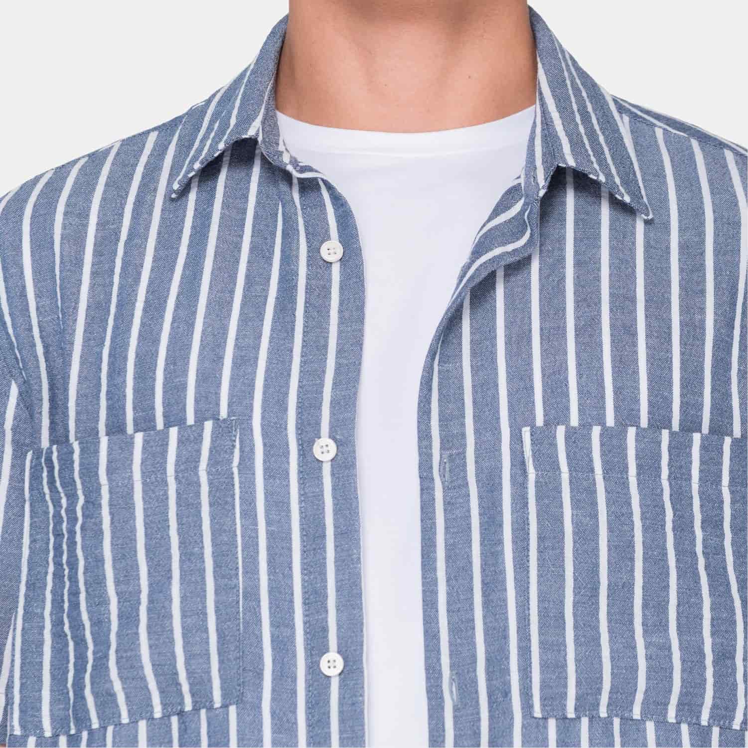 Vertical Stripes S/S Shirt Light Blue - miniatura 4