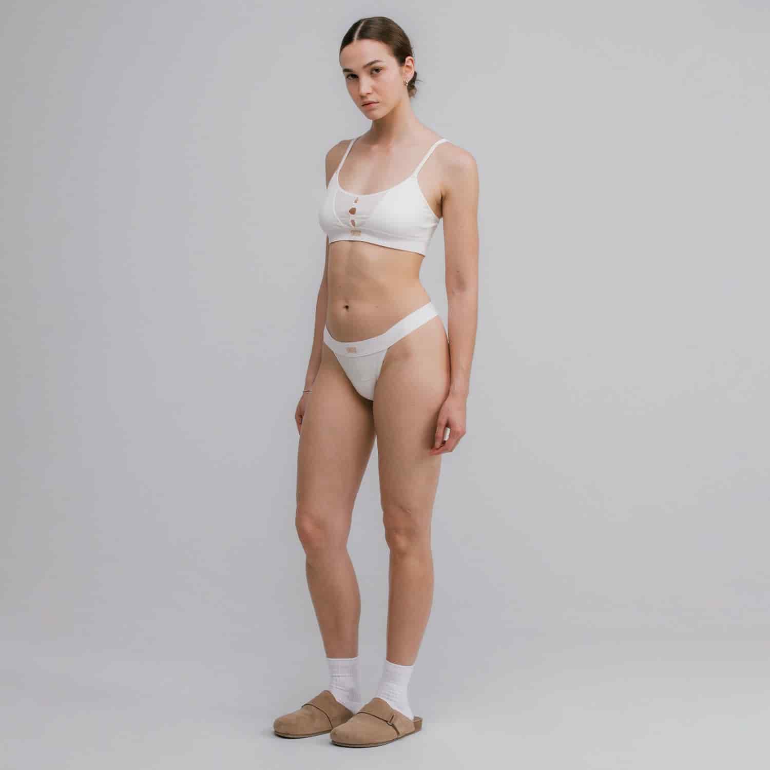 Mesh Cut-Out Top - Cream - miniatura 5