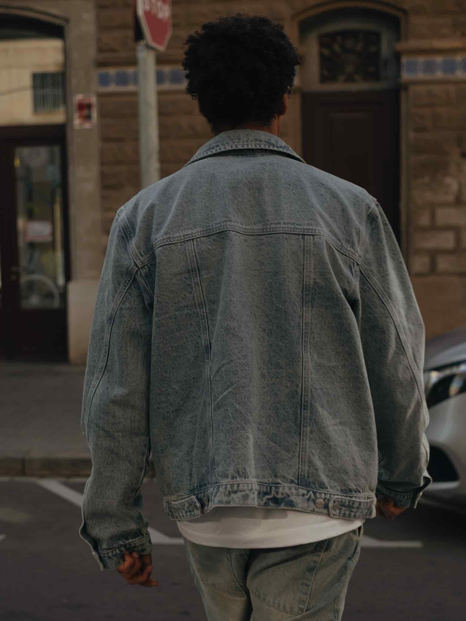 DENIM OVERSIZED JACKET - DIRTY CLEAR BLUE - miniatura 11