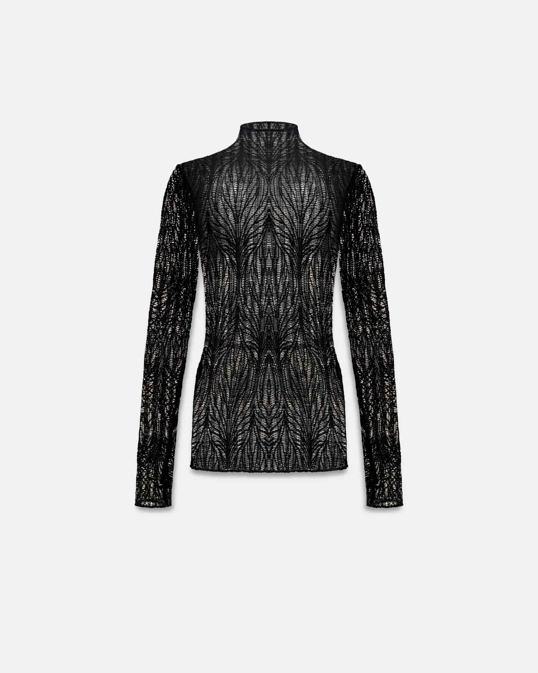 Basics Turtle Neck Top Transparent Black - miniatura 7