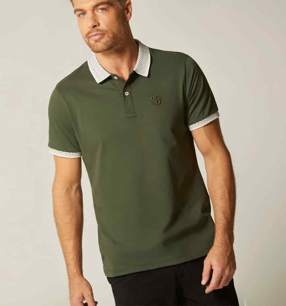 Polo para hombre con cuello con diseño - miniatura 3