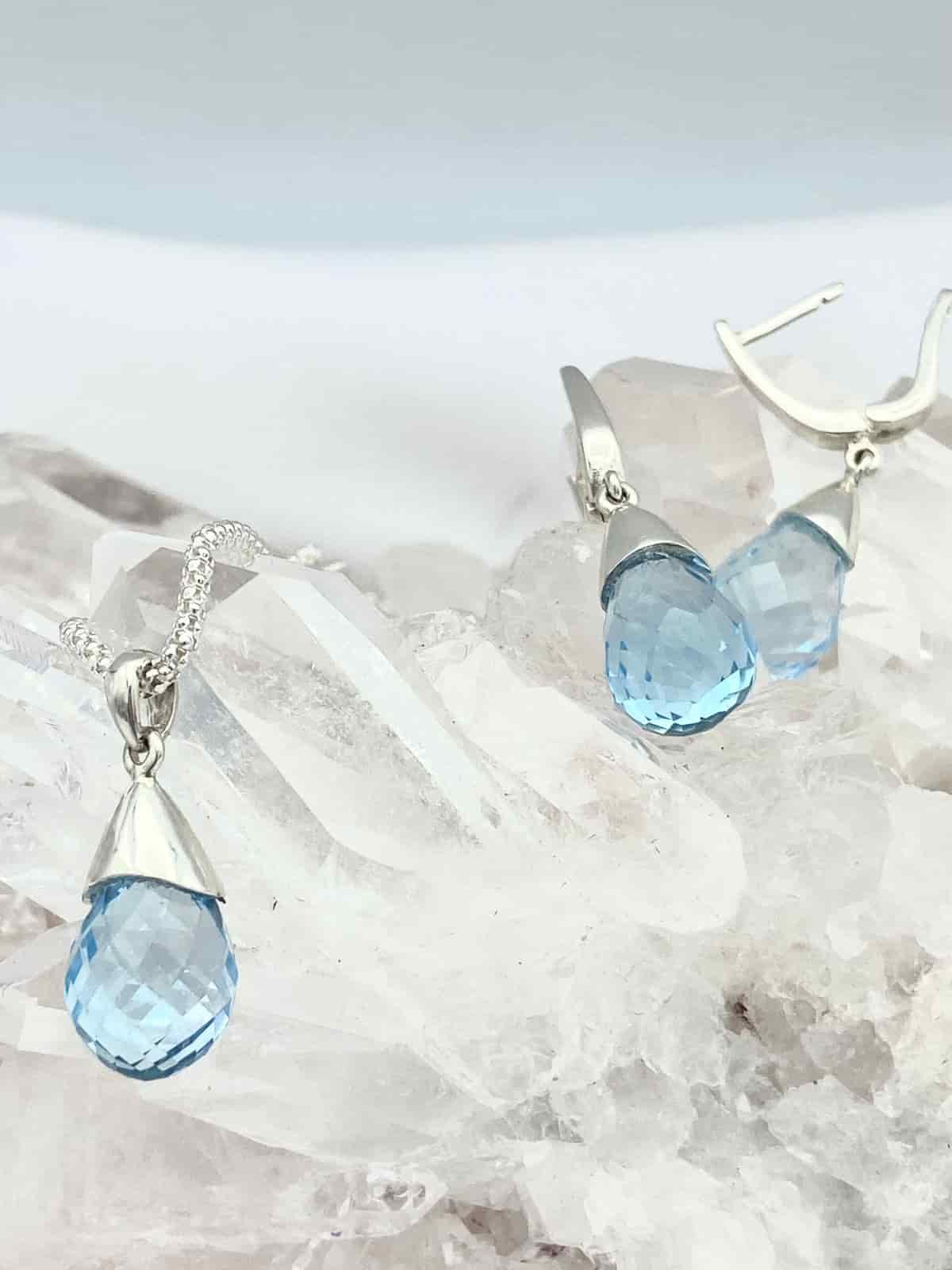 Dije Topacio Azul Gota Grande - miniatura 2