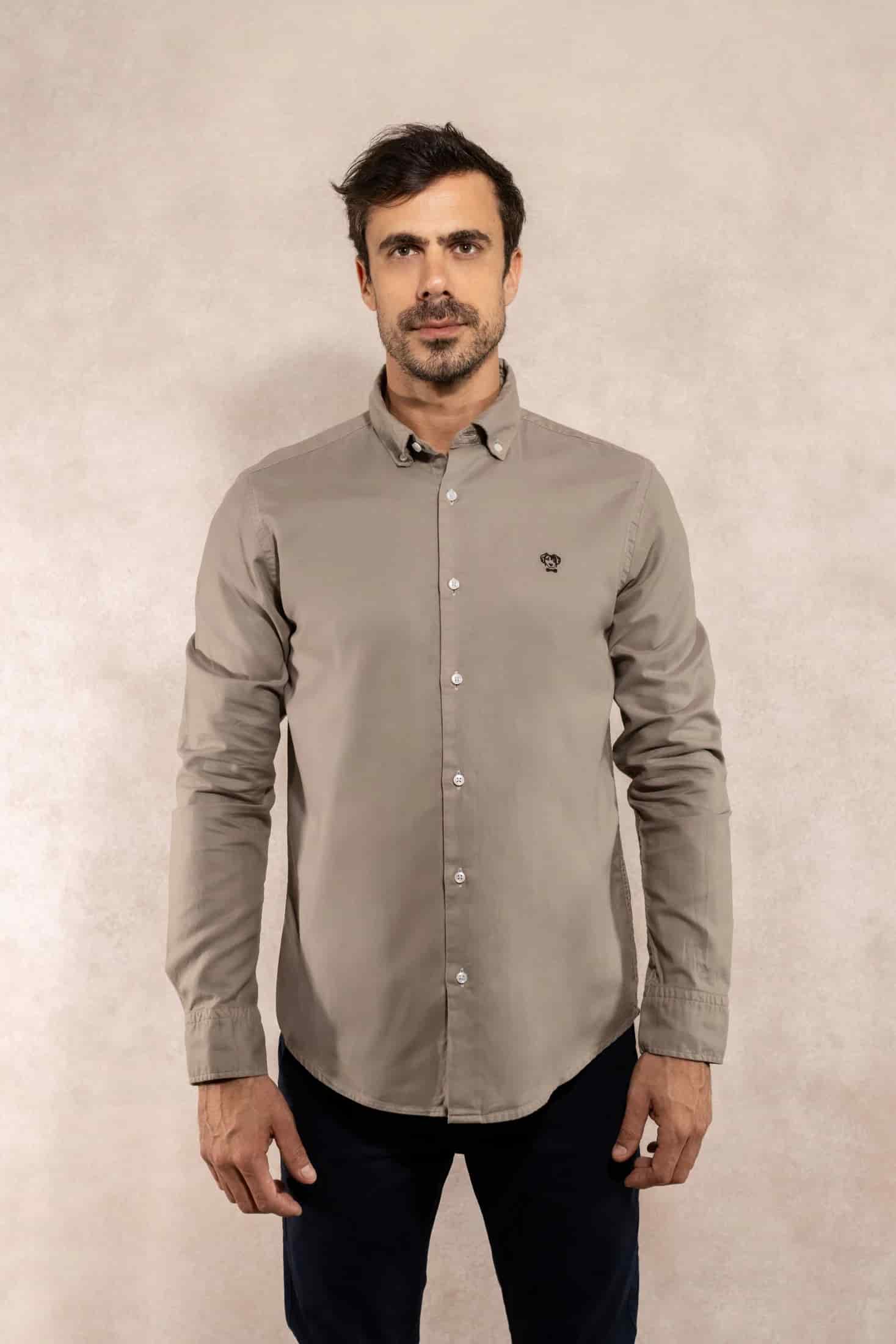 Camisa Antimanchas Oxford Gris - Talla Regular - miniatura 1