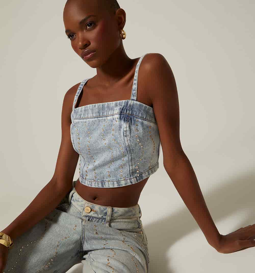 Blusa de tiras con cristales - miniatura 5