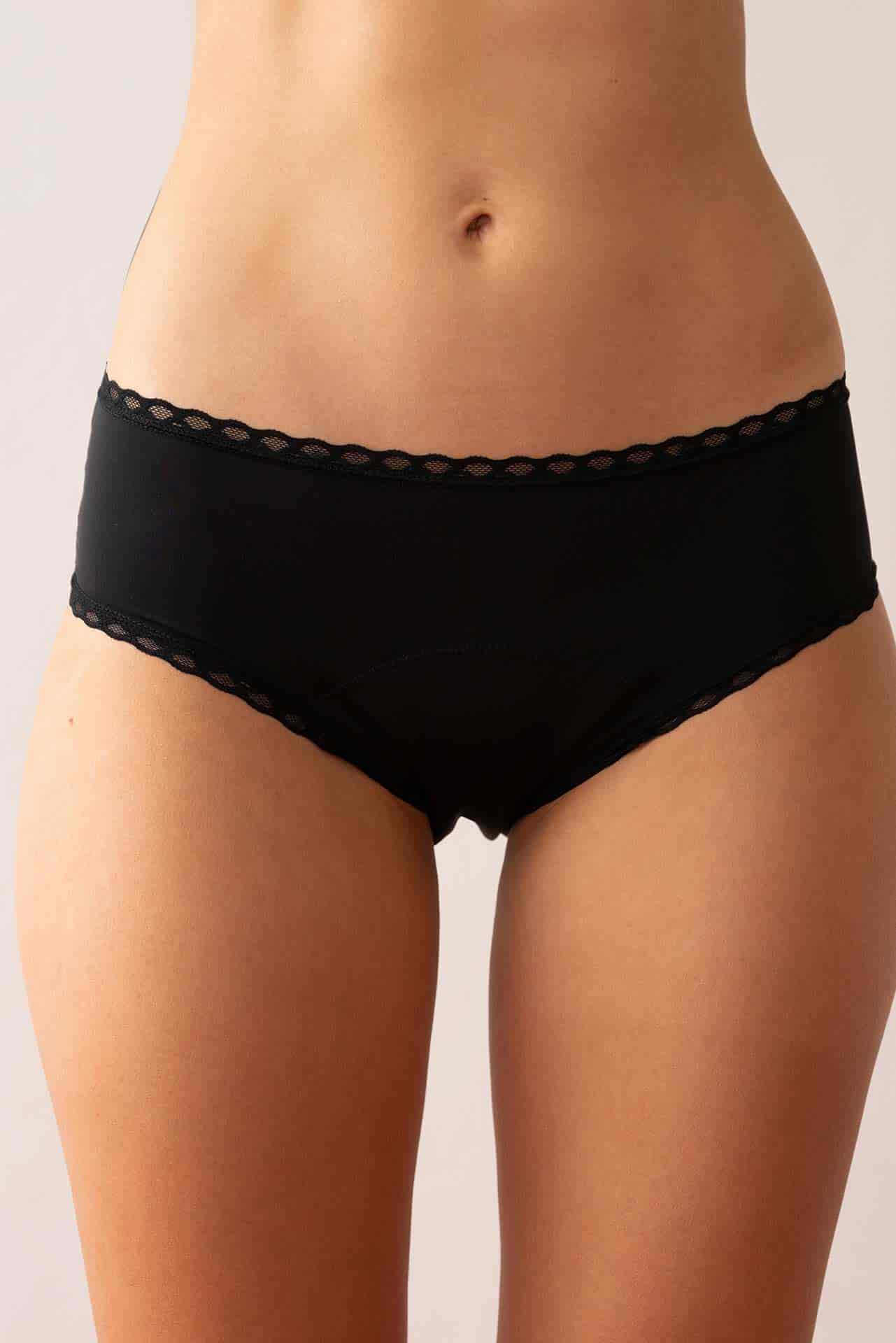 Calzones Menstruales | Descaderado Negro súper absorbente - miniatura 6