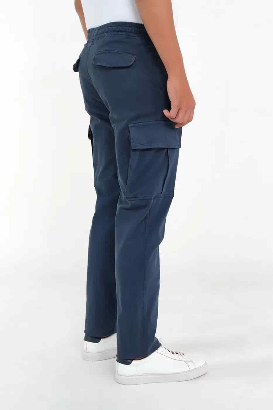 Pantalón Cargo Slim Fit Mezcla Algodón Azul Navy - miniatura 2