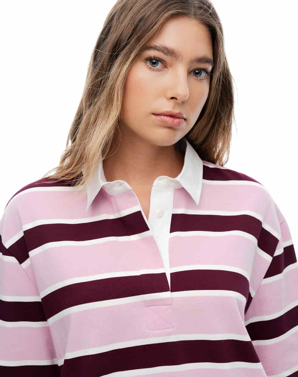 Polo manga corta oversize algodón rayas mujer - miniatura 3