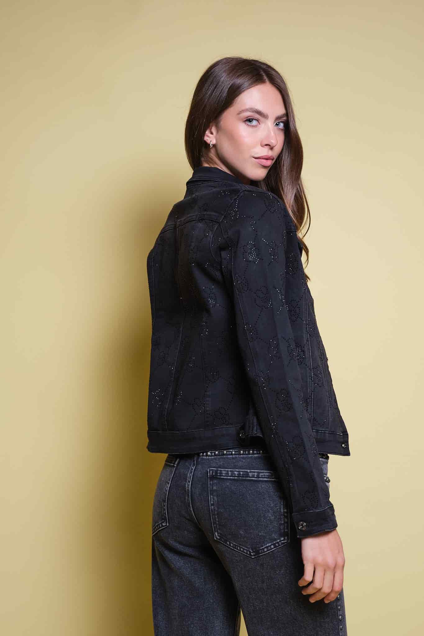 CHAQUETA DENIM NEGRA RHINESTONE - miniatura 3