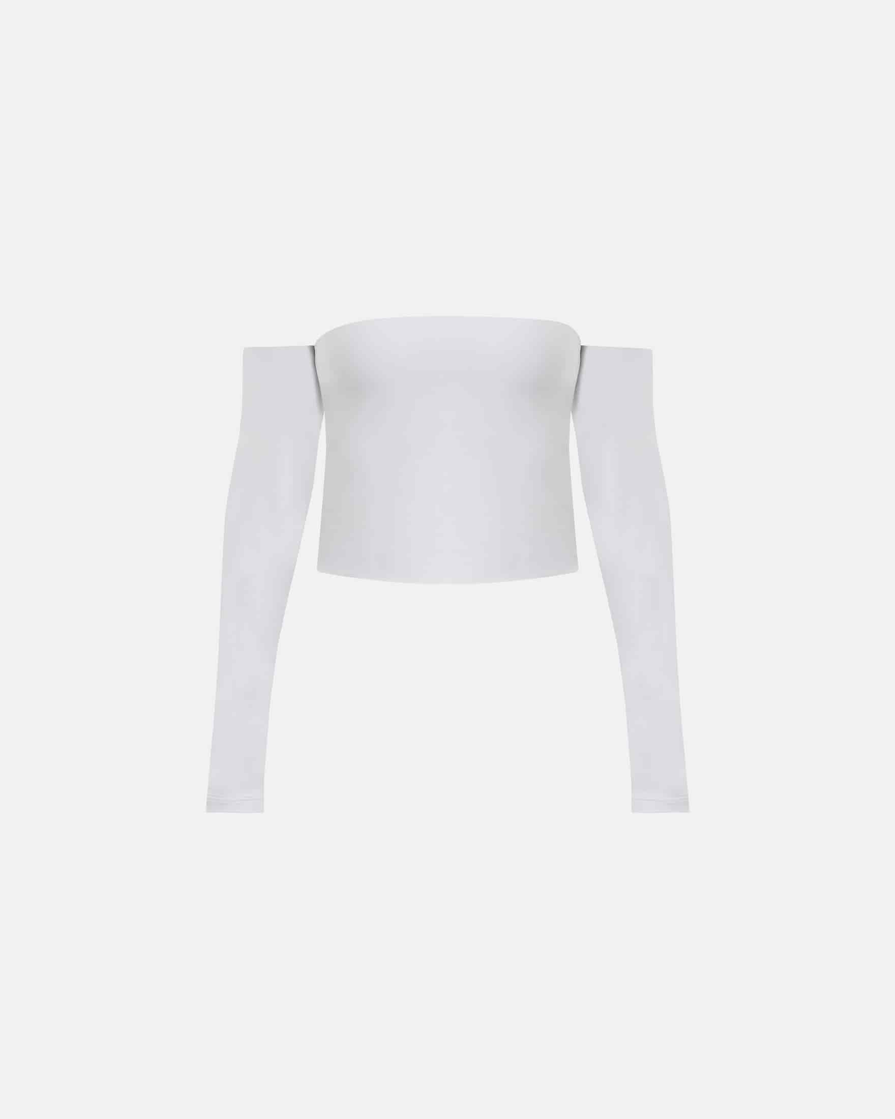 Basics Off Shoulder Long Sleeve Top White - miniatura 1
