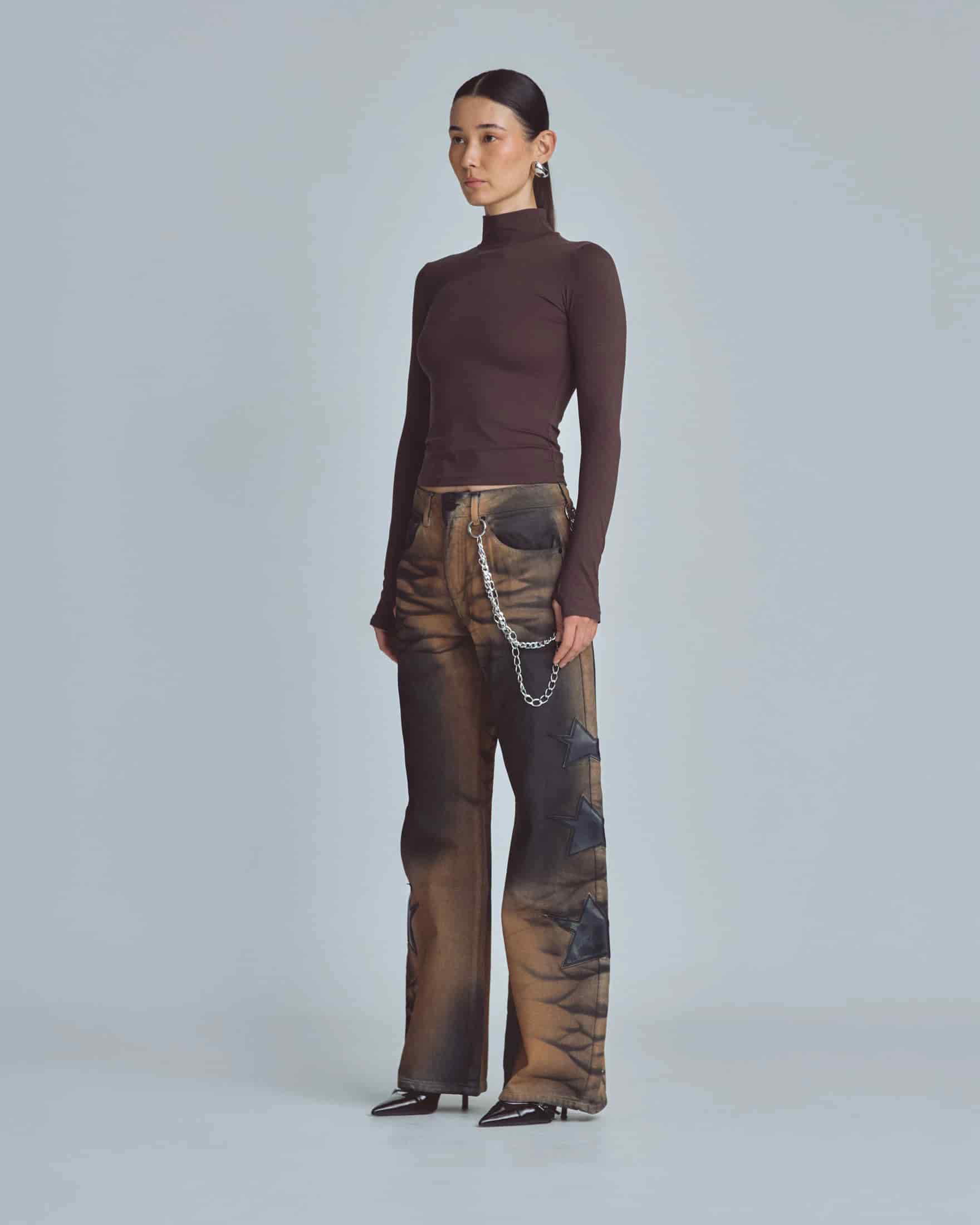 W Basics Ultra Slim Fit Tall Neck Long Sleeve Brown - miniatura 5