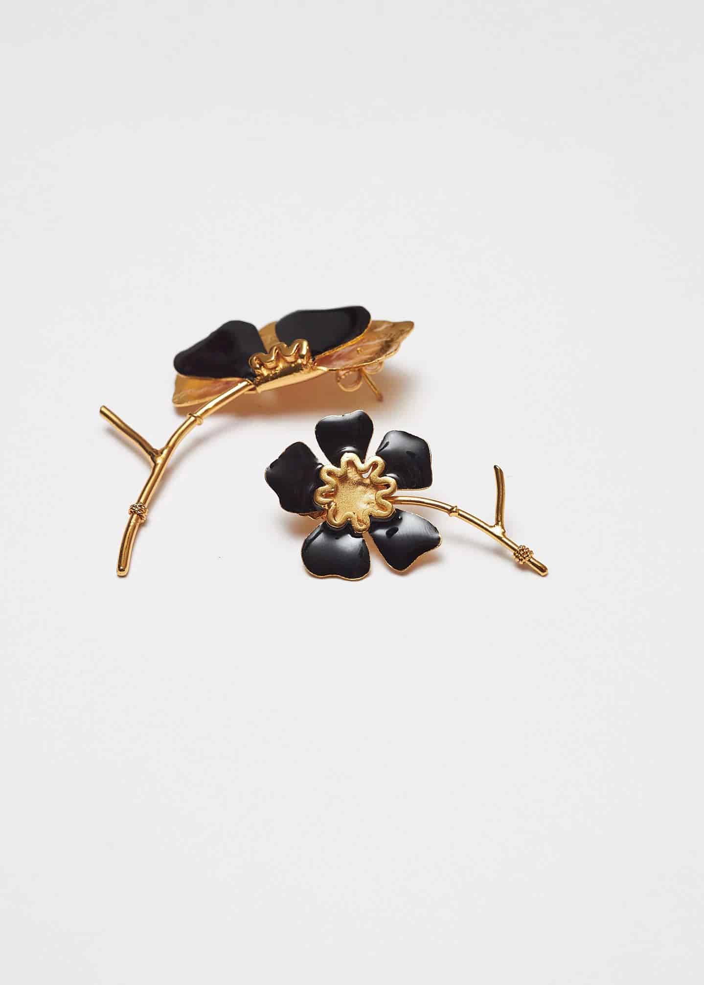 Aretes Aurora Asimetrico x Lyenzo Negros - miniatura 2