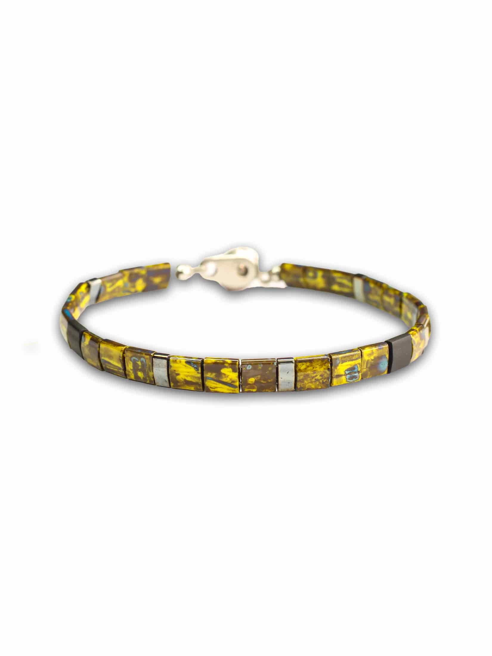Brazalete Miyuki Tila Amarillo Marmolizado 5mm - miniatura 1
