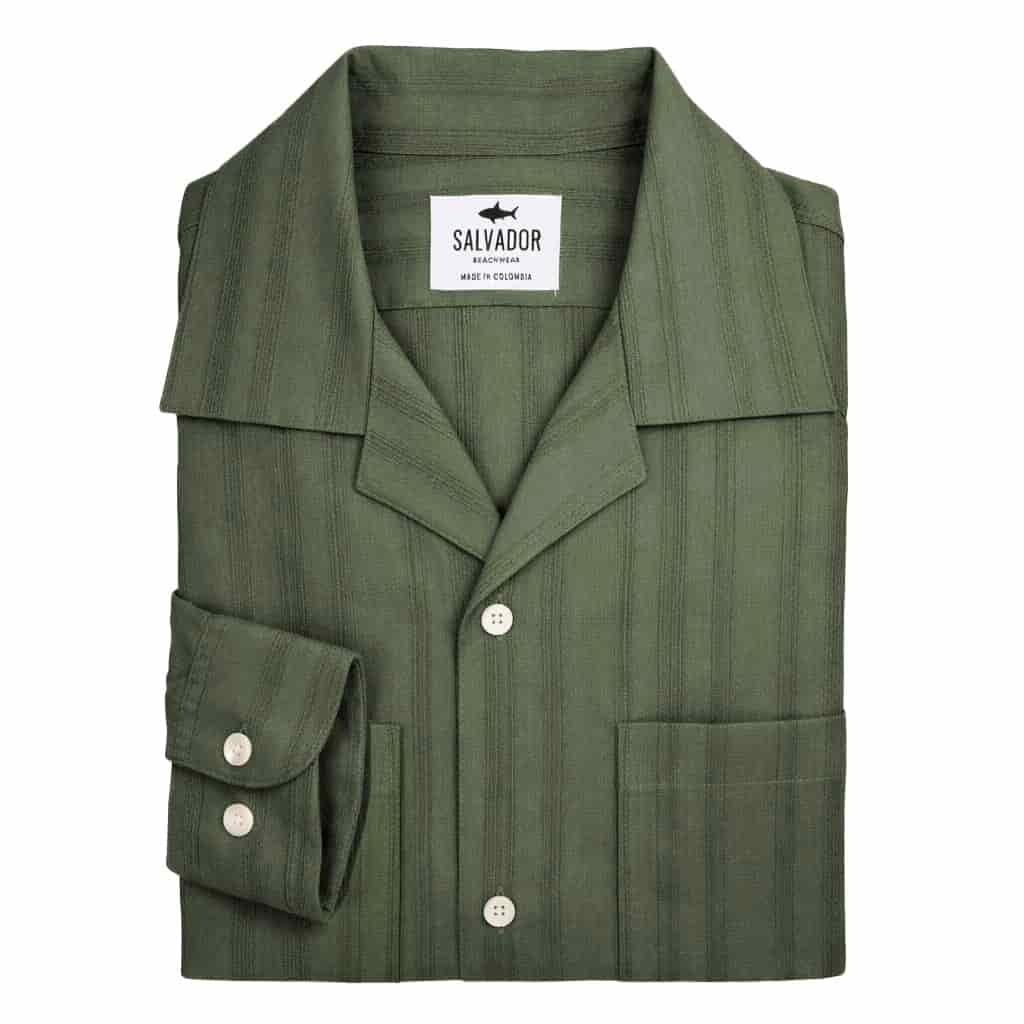 GUAYABERA BOLSILLOS VERDE MILITAR - miniatura 1