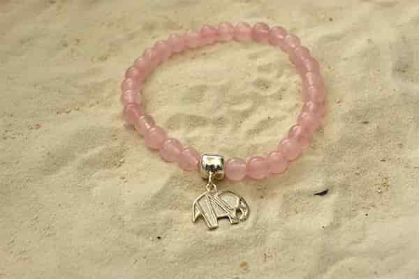 Pulsera Cuarzo Rosa dije elefante P - miniatura 3