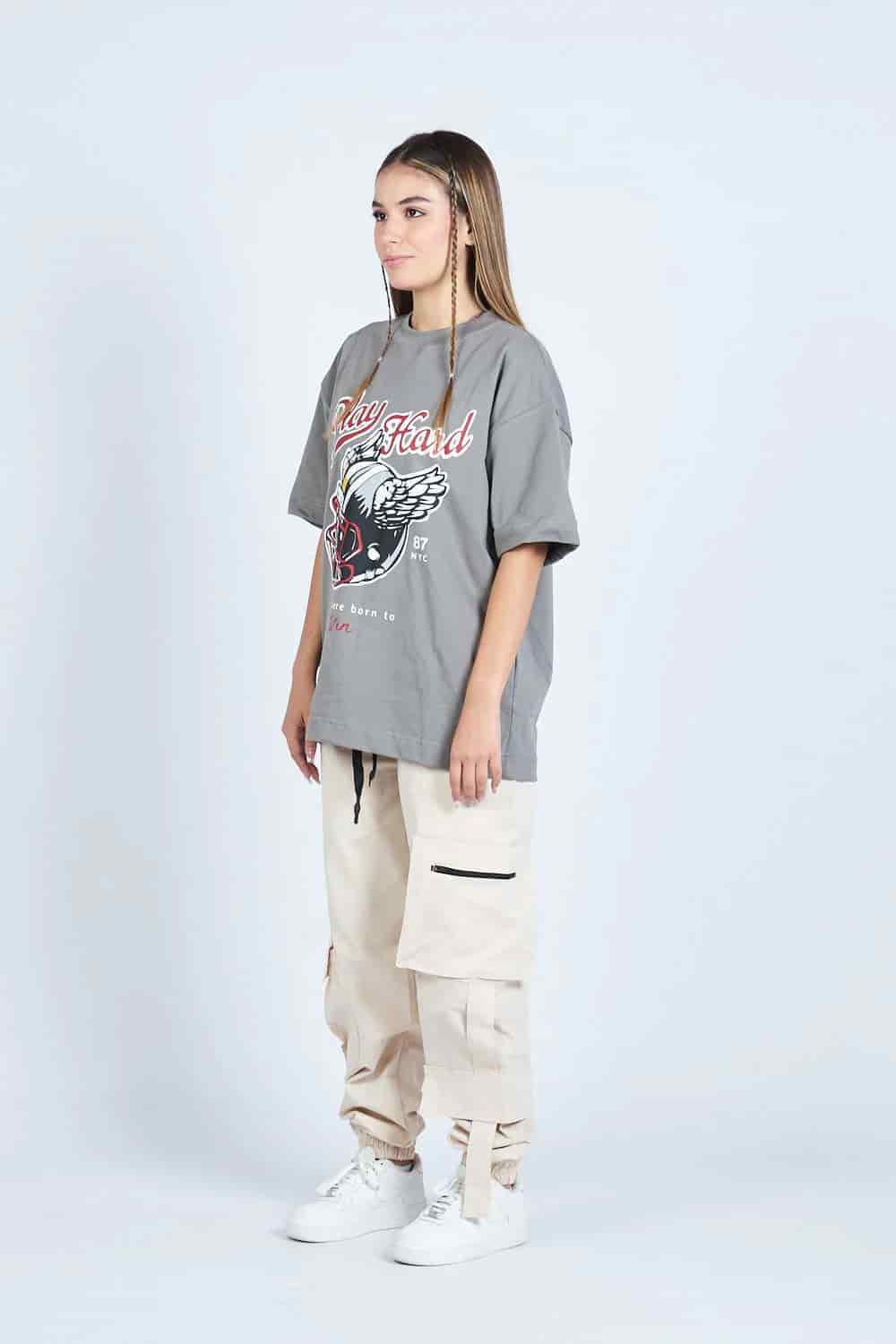 Camiseta oversize PLAY HARD GRIS | DROP 03 | - miniatura 2