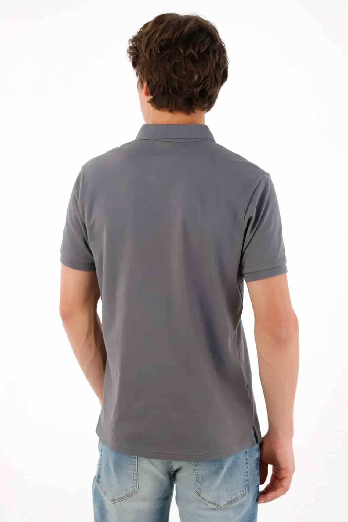 Polo con mini raqueta gris con acabado ligero para hombre - miniatura 8
