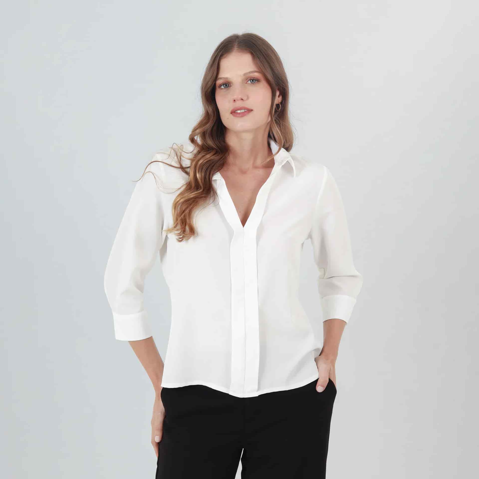 Blusa Cuello Camisero Manga 3/Cuartos - miniatura 5