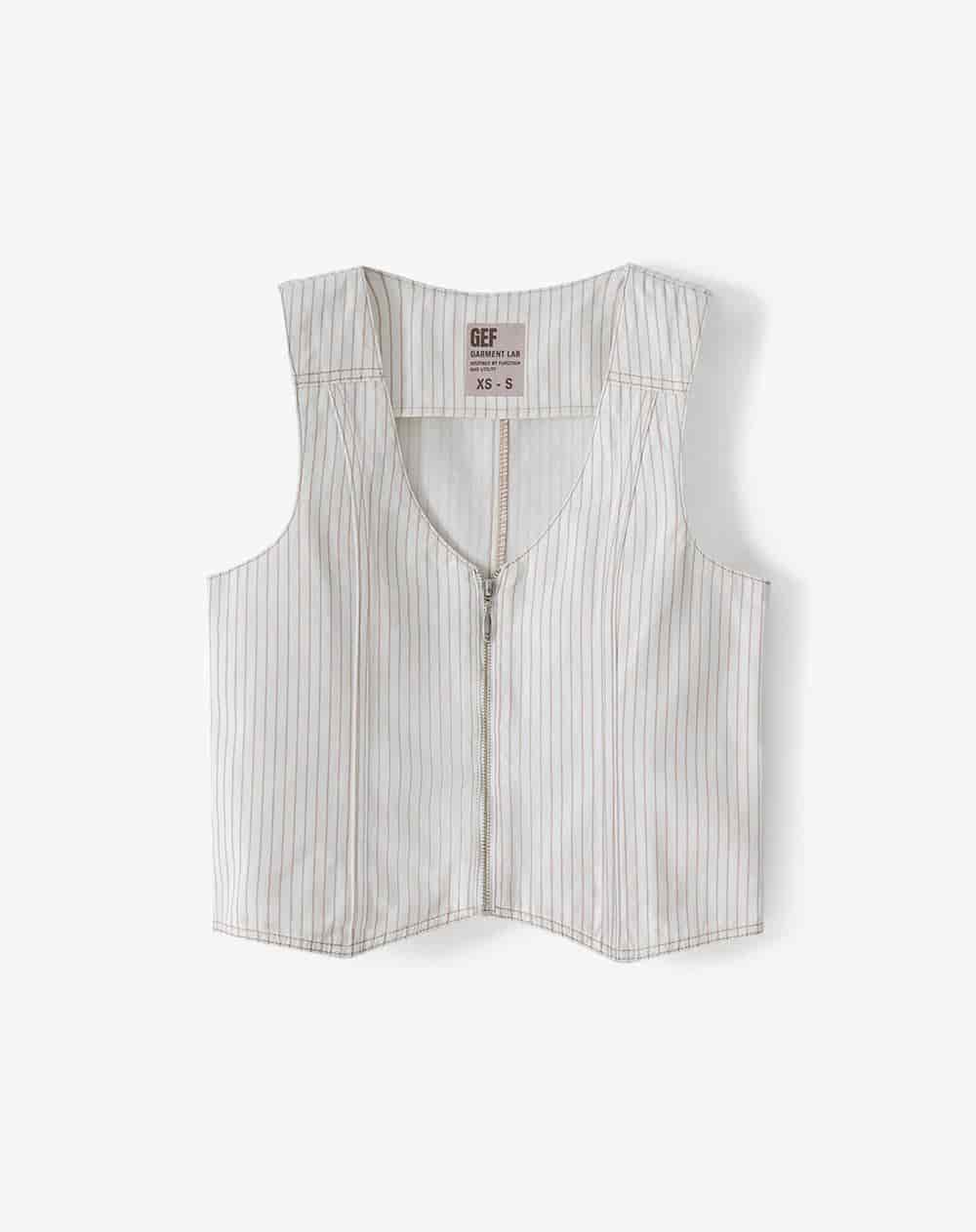 Chaleco denim crudo rayas mujer - miniatura 6