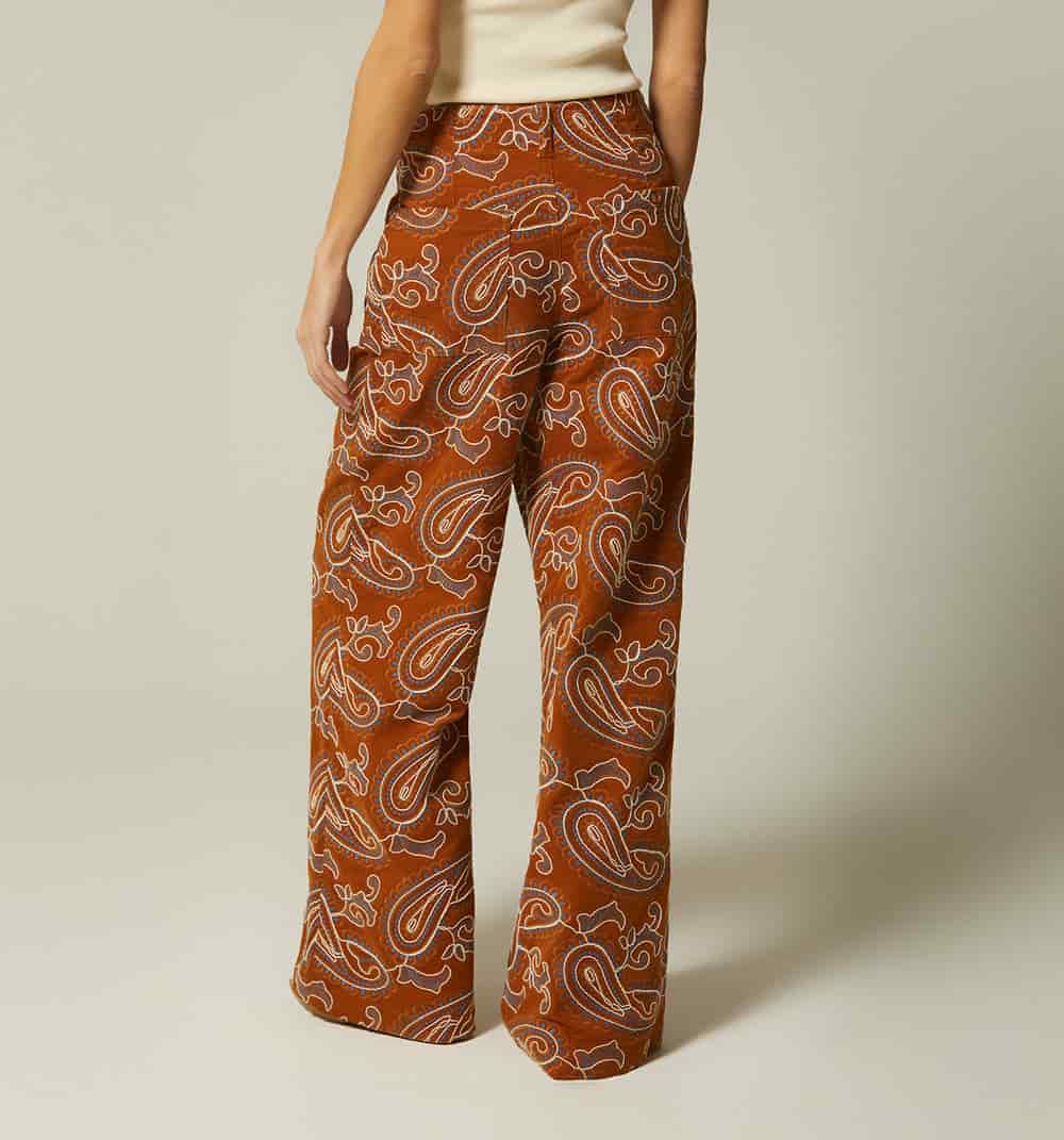 Pantalon palazo tiro alto en jacquard - miniatura 4