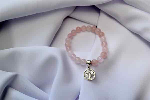 Pulsera Cuarzo Rosa dije árbol de la vida mini - miniatura 1