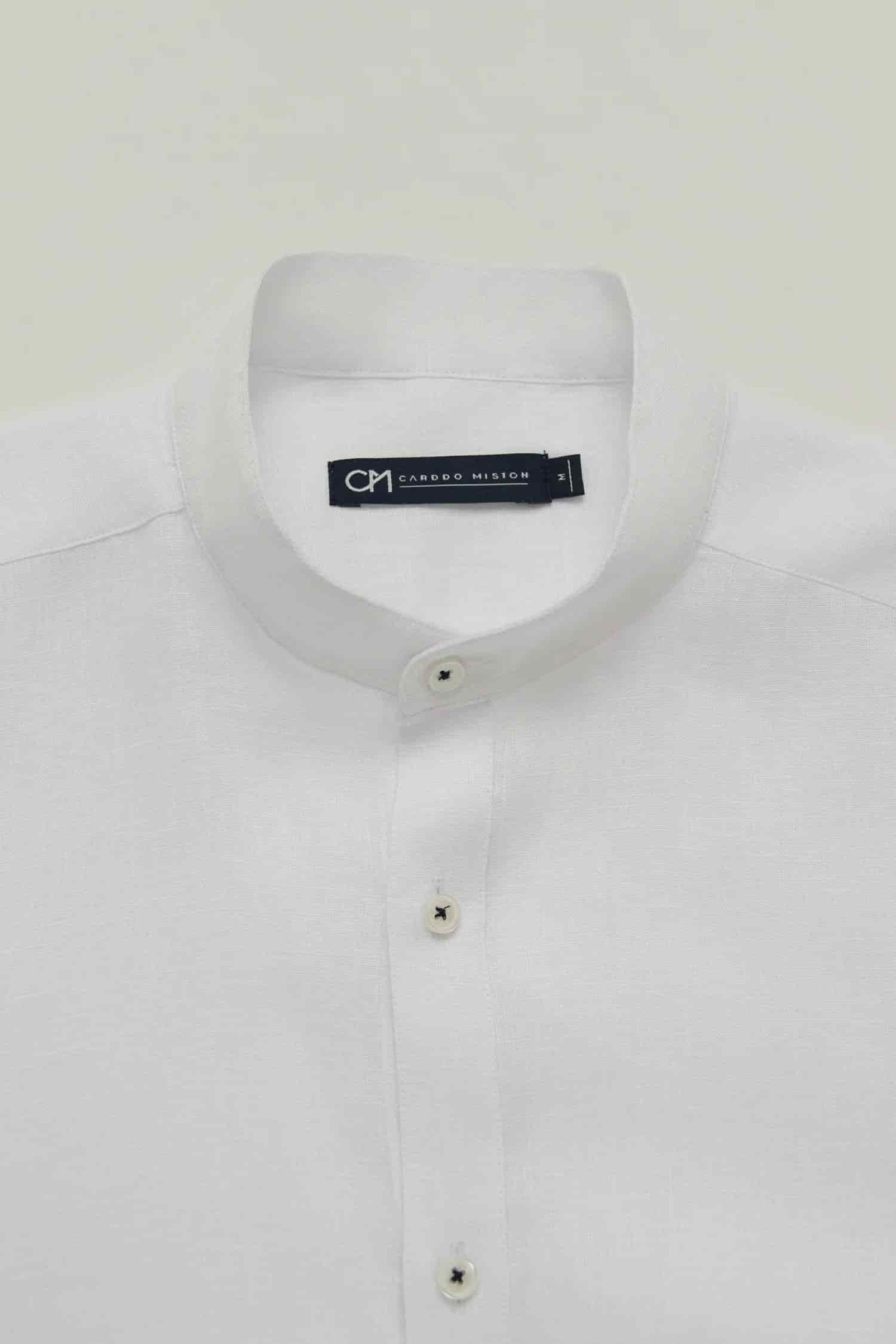 Camisa Cuello Mao Lino Blanco - miniatura 2