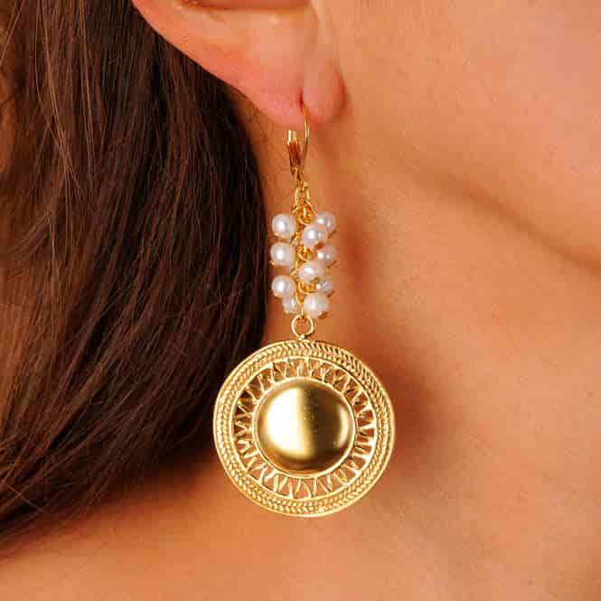 Arete Pectoral Rayos Perla - miniatura 2