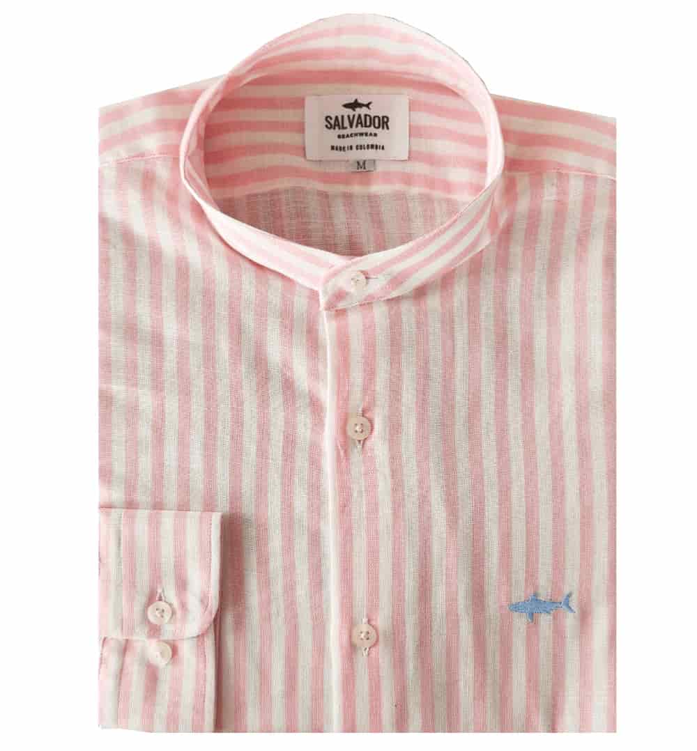 CAMISA NERU BLANCA RAYAS ROSADAS - miniatura 1